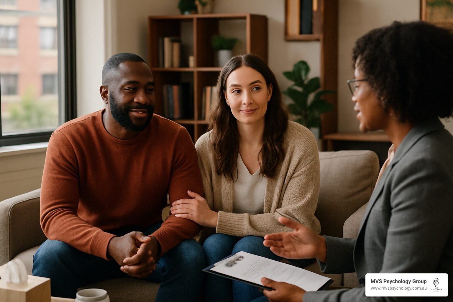 Couple attending Imago therapy session in San Diego, building emotional connection through guided communication